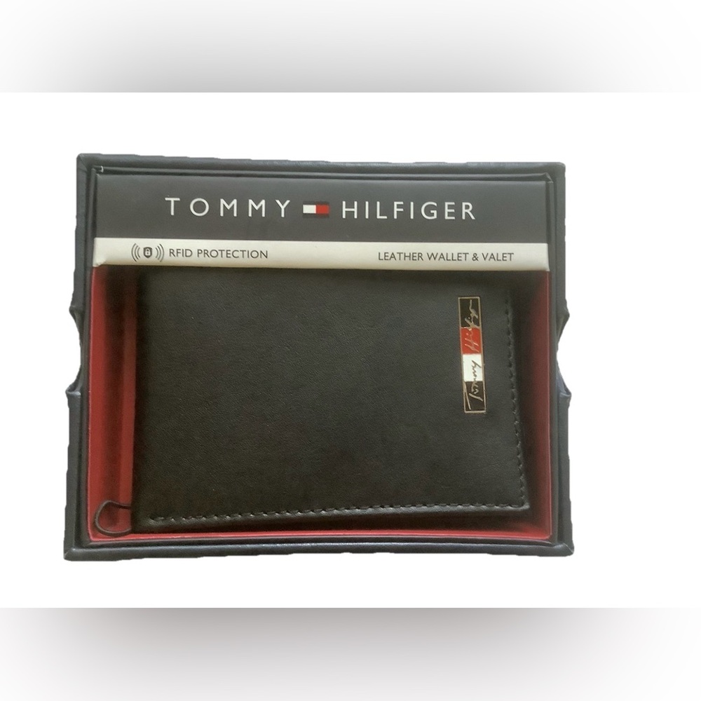Tommy Hilfiger Black Leather Men’s Wallet & valley NEW